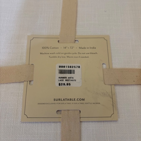 2 Sur la Table antique white 100% cotton classic lace Table Runner 14 x 72 cream - Picture 8 of 9